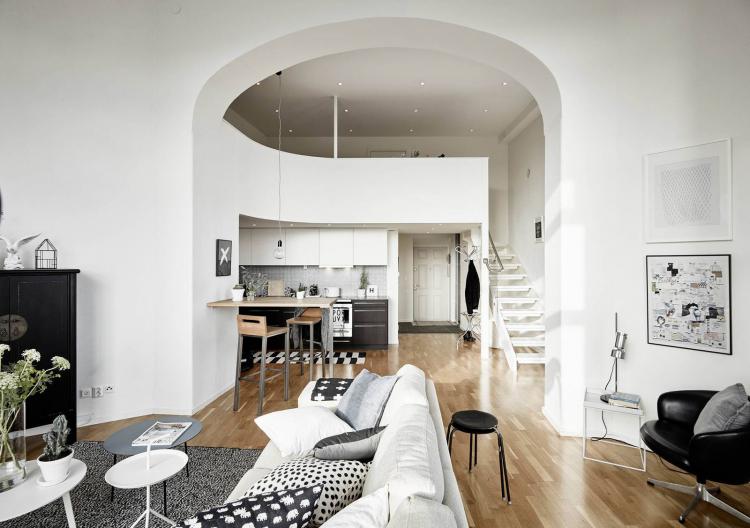 Arches en plaques de plâtre dans la cuisine