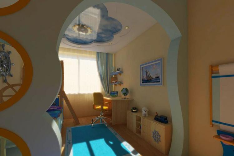 Arches de cloison sèche dans la chambre des enfants