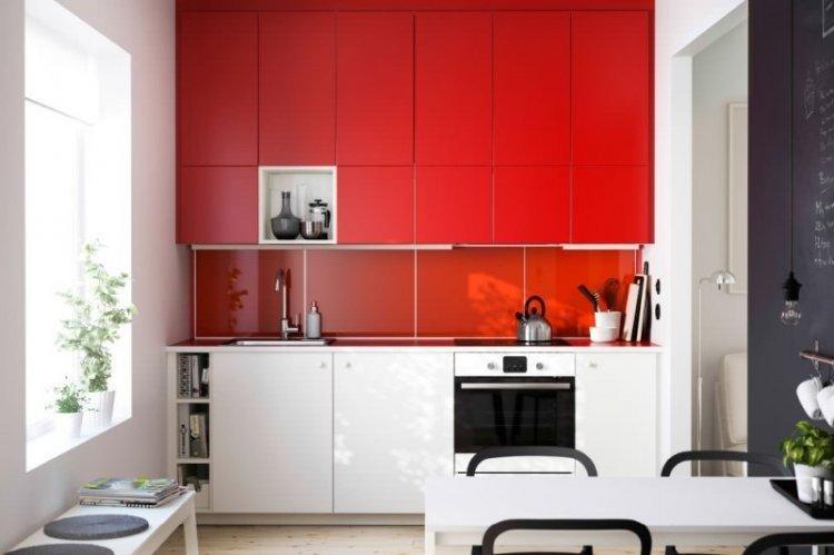 Cuisine rouge et blanche - Design d'intérieur
