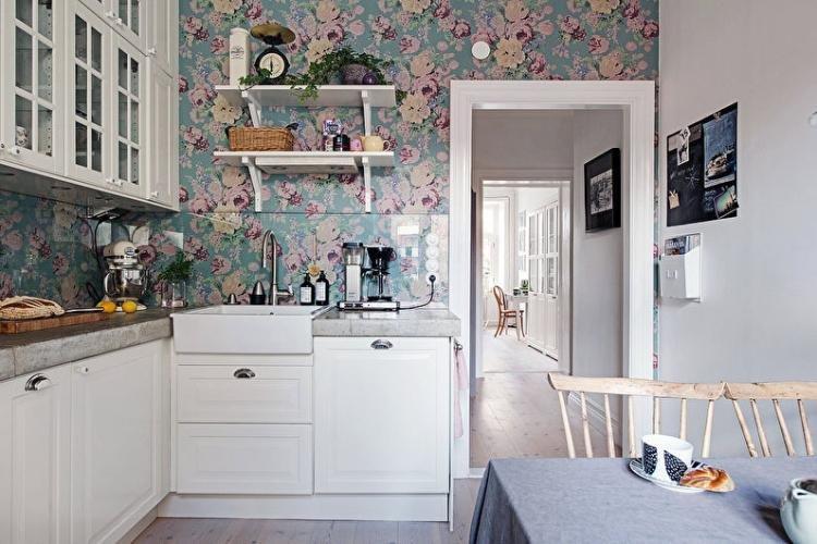 Papier peint pour cuisine blanche - photo de design d'intérieur