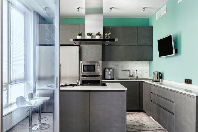 Cuisine Design - Turquoise avec Gris