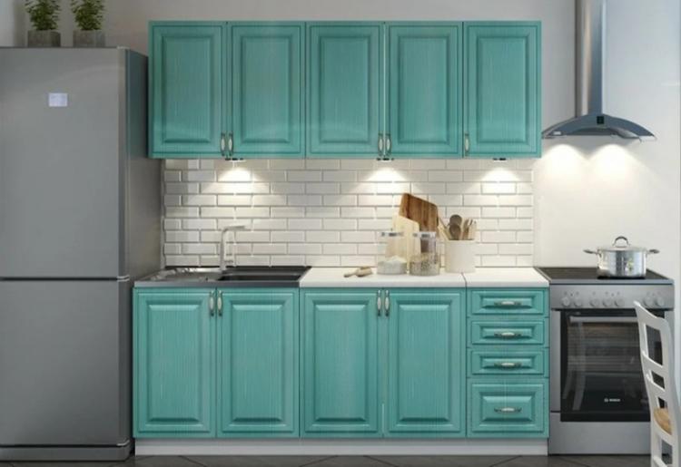 Petite cuisine de couleur turquoise - Design d'intérieur