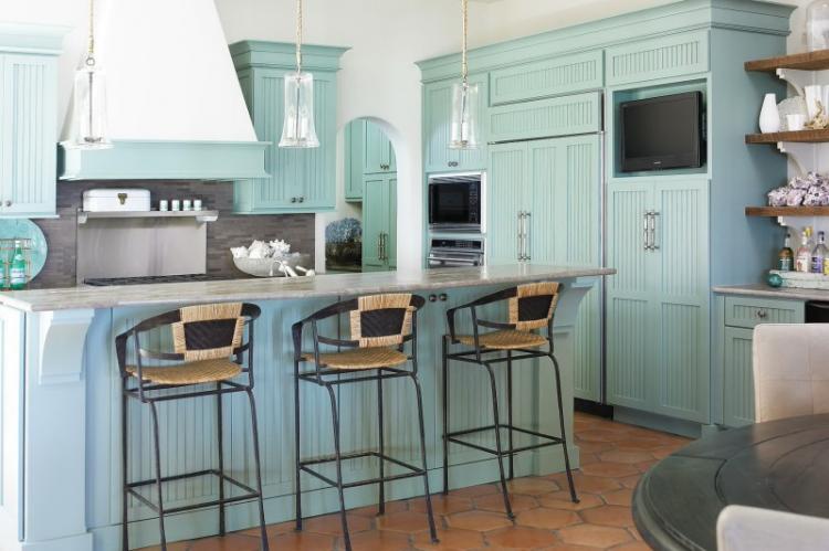 Conception de cuisine en couleur turquoise - photo