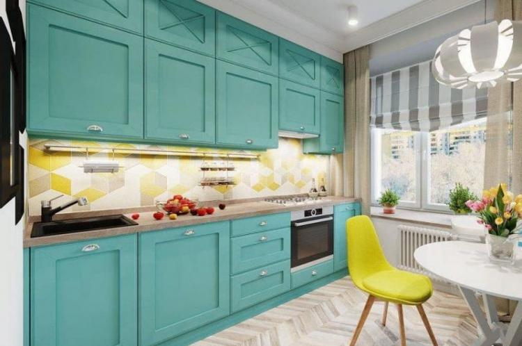 Conception de cuisine en couleur turquoise - photo