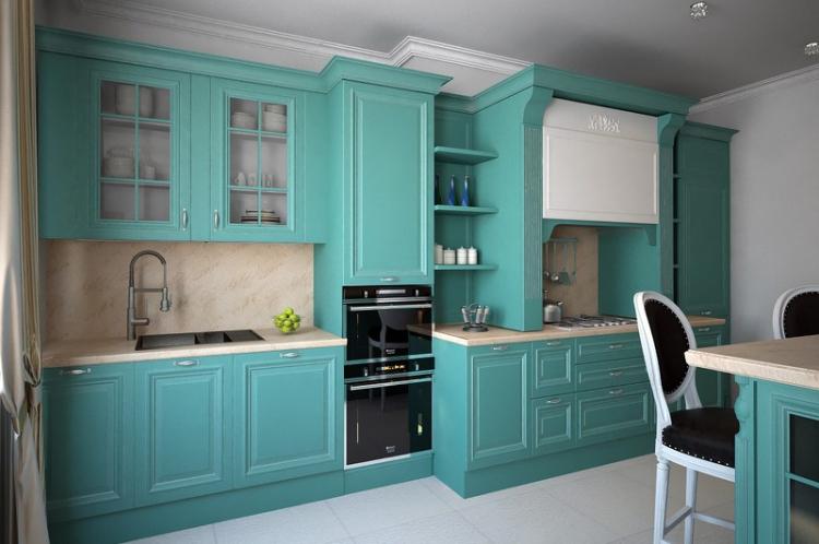 Conception de cuisine en couleur turquoise - photo