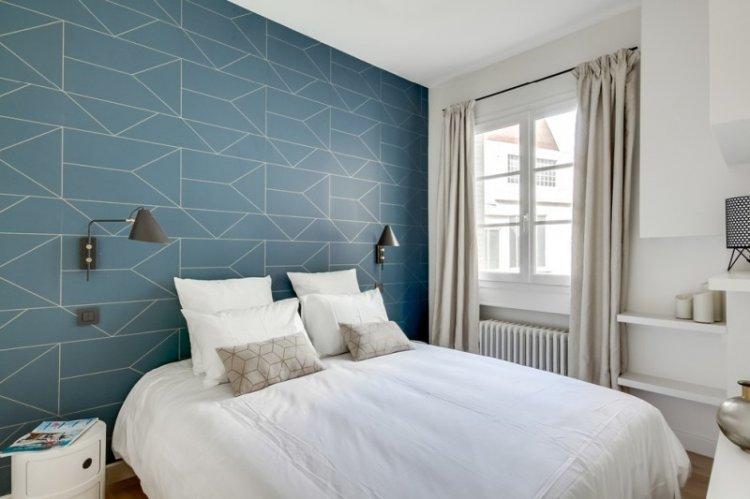 Chambre à coucher de couleur turquoise - photo de design d'intérieur