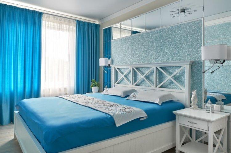 Chambre à coucher de couleur turquoise - photo de design d'intérieur