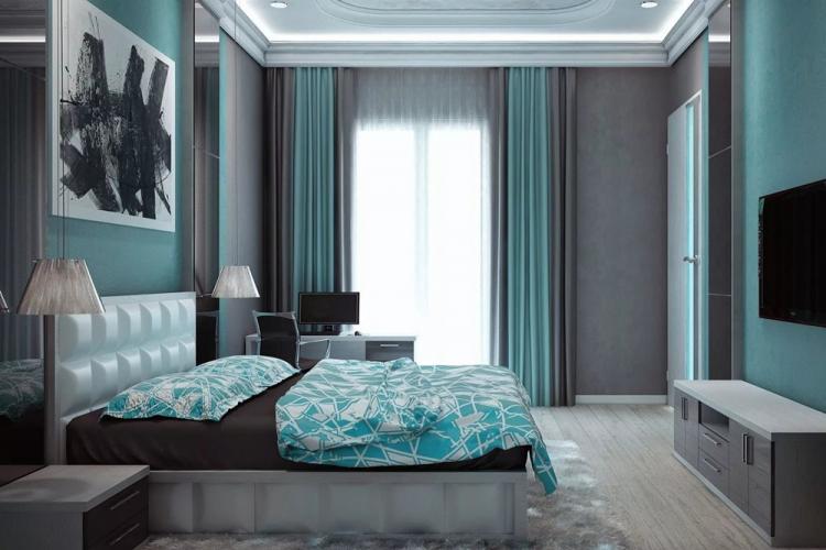 Turquoise avec gris - Combinaisons de couleurs à l'intérieur