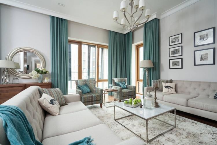 Couleur turquoise à l'intérieur du salon