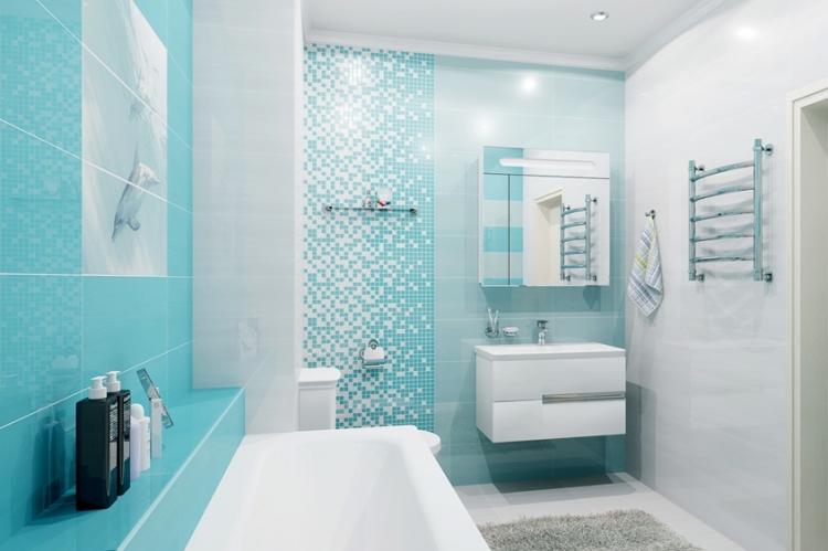 Couleur turquoise à l'intérieur de la salle de bain
