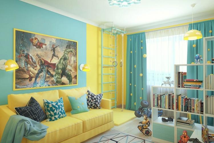 Couleur turquoise à l'intérieur de la chambre des enfants