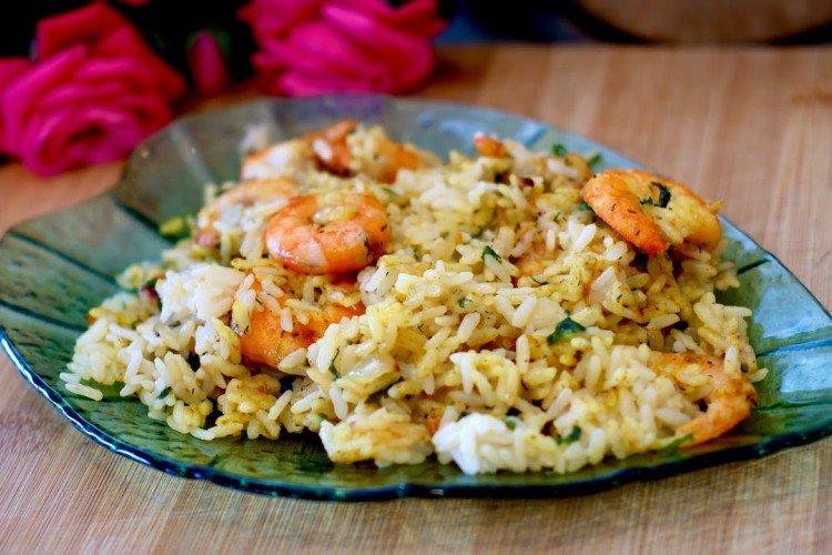 Riz sucré aux crevettes et à la roquette - Recettes de plats de riz