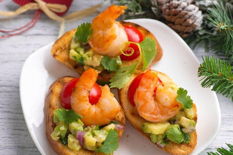 Bruschetta aux crevettes et guacamole - recettes