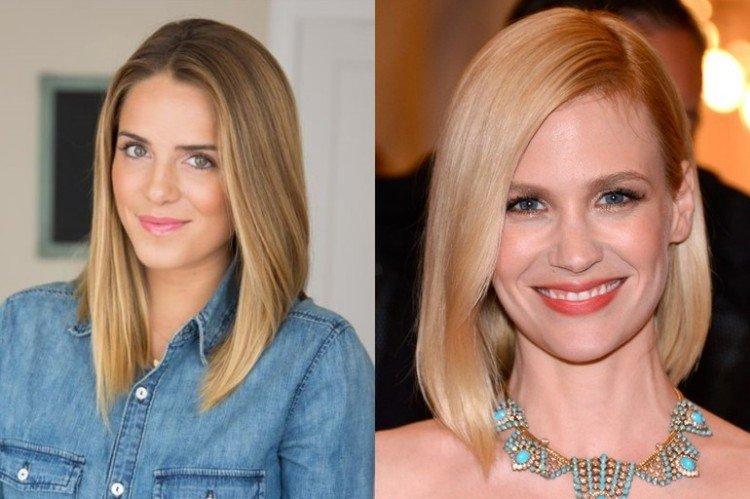 Bob-square avec une raie sur le côté pour cheveux mi-longs