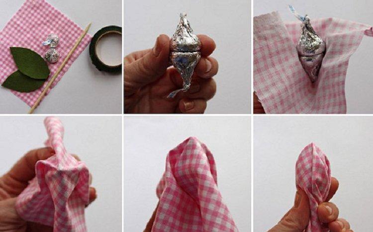 Tulipes - bouquets de bonbons à faire soi-même