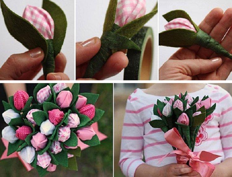 Tulipes - bouquets de bonbons à faire soi-même