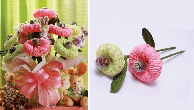 Fleurs de bonbons et papier de soie - bouquets de bonbons de vos propres mains