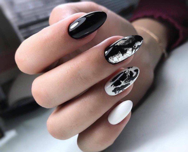 Paillettes - Manucure Noir et Blanc