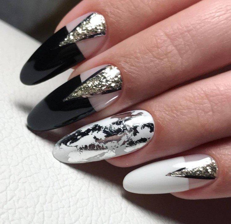 Paillettes - Manucure Noir et Blanc