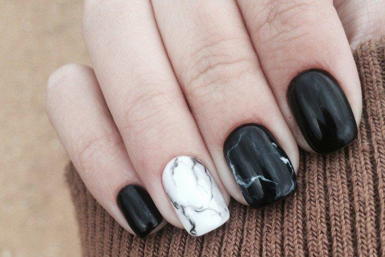 Marbre - Manucure noir et blanc