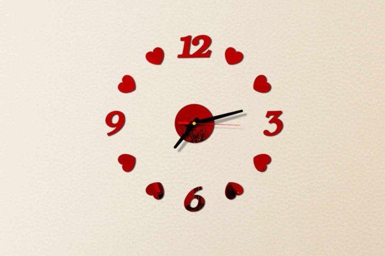 Stickers horloges murales avec des chiffres en forme de coeurs - Que présenter pour un mariage pour les jeunes mariés