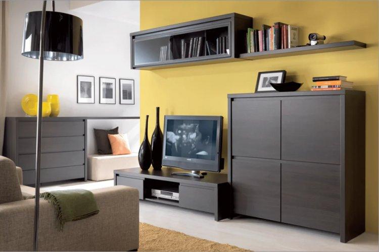 Couleur wengé dans le salon - conception de photos