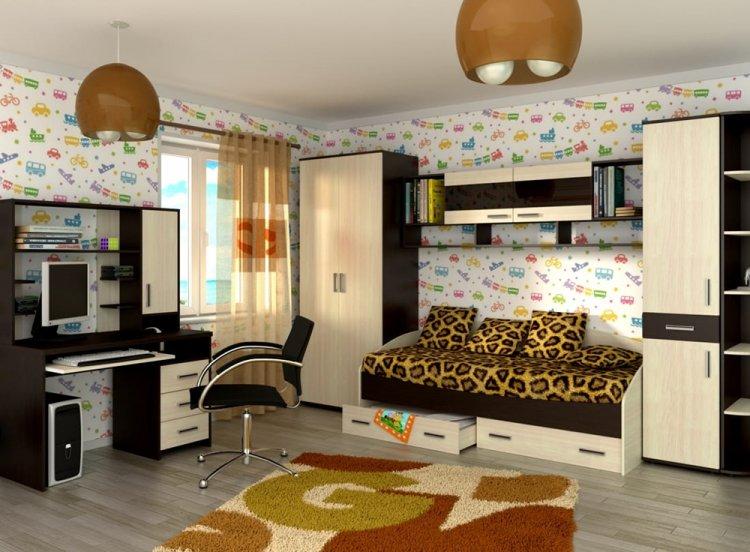 Couleur wengé dans la chambre des enfants - conception de photos