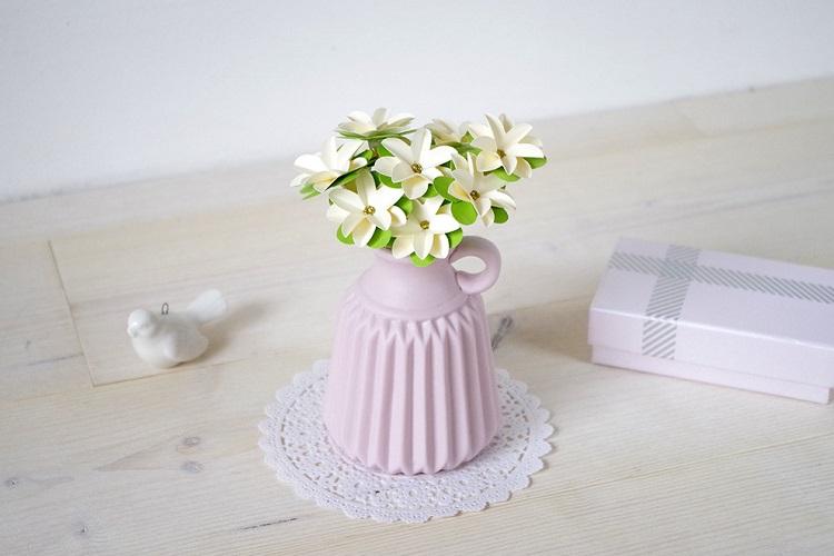 Bouquet de fleurs blanches - Fleurs en papier DIY