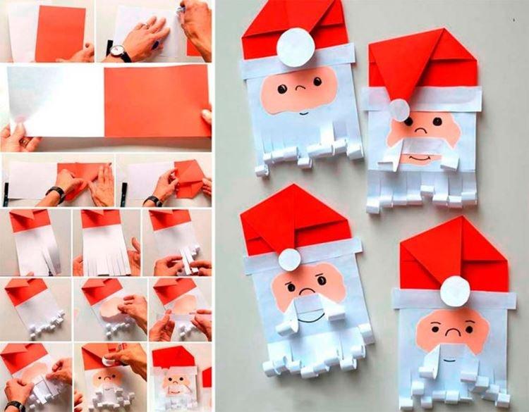 Origami Santa Claus en papier avec une barbe de ses propres mains