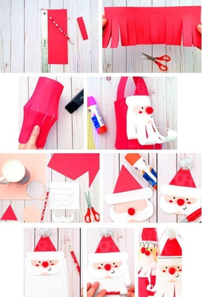 Père Noël sous la forme d'une lanterne en papier avec ses propres mains