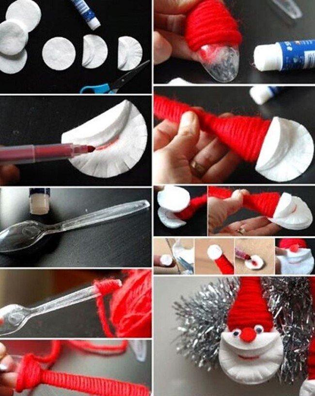 Père Noël des cotons avec ses propres mains à la maternelle et à l'école