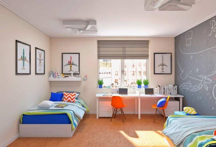 Aménagement intérieur d'une chambre d'enfants pour enfants de sexes différents - photo