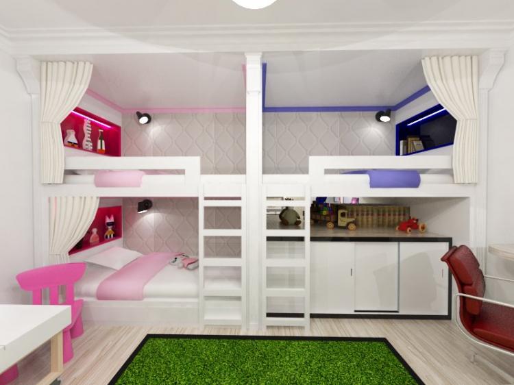 Aménagement intérieur d'une chambre d'enfants pour enfants de sexes différents - photo