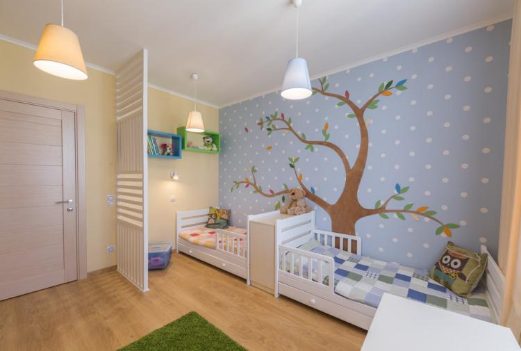 Aménagement intérieur d'une chambre d'enfants pour enfants de sexes différents - photo
