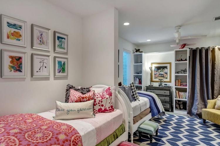 Conception de chambre d'enfant pour deux filles