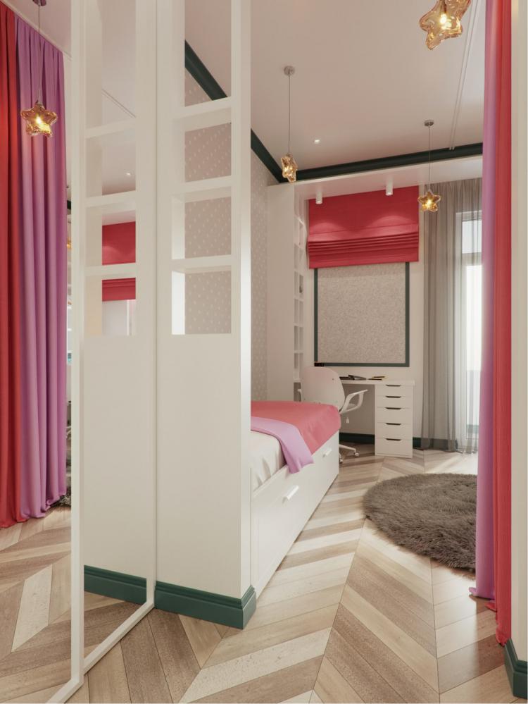 Conception de chambre d'enfant pour deux filles