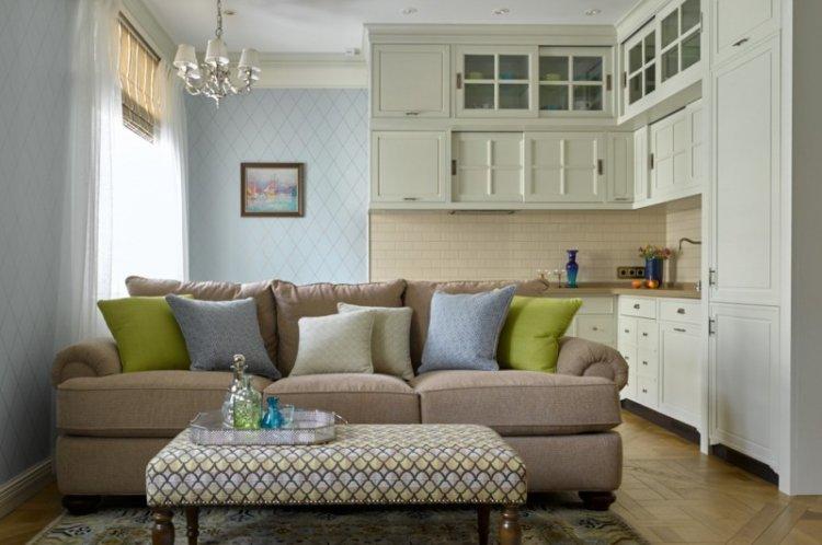 Conception de cuisine-salon dans un style classique