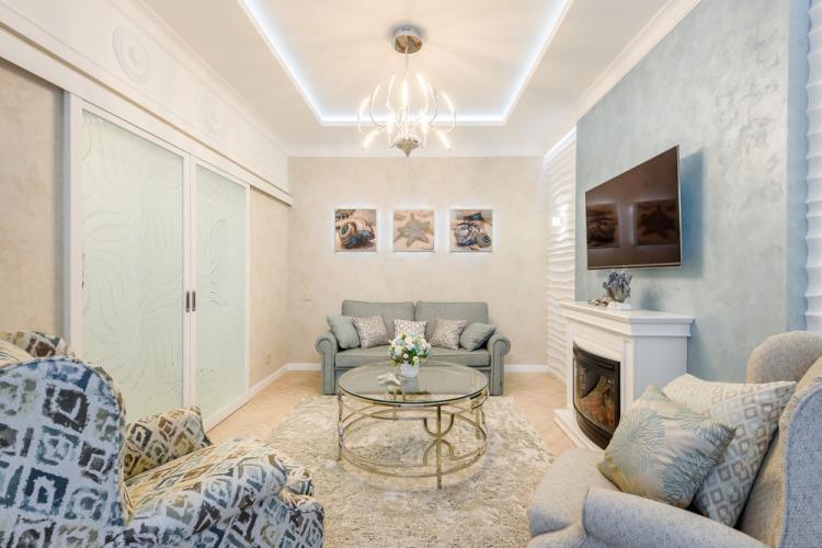 Conception de salon dans un style nautique