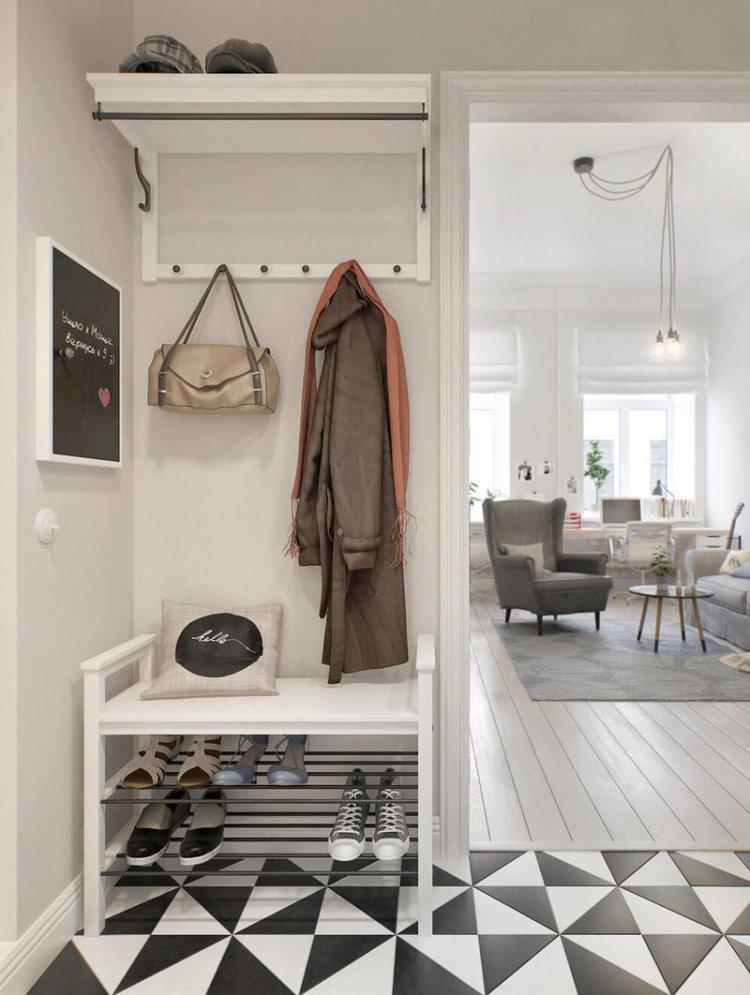 Couloir et couloir de style scandinave - photo de design d'intérieur