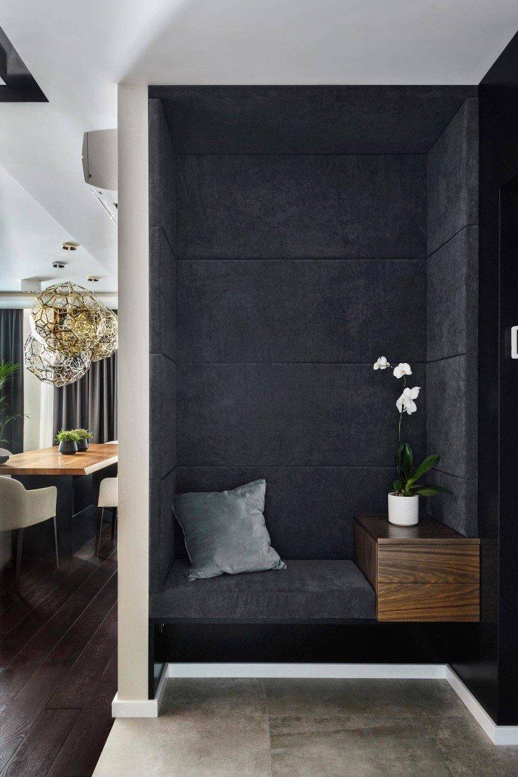 Couloir noir dans l'appartement - Design d'intérieur