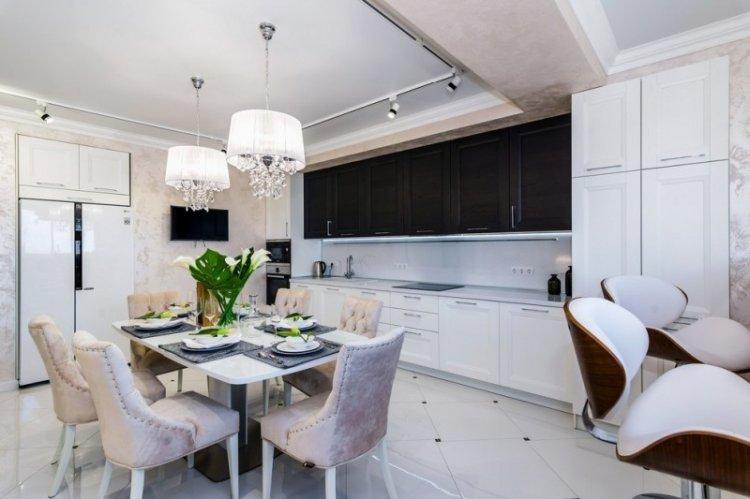 Cuisine blanche 20 m² - Design d'intérieur