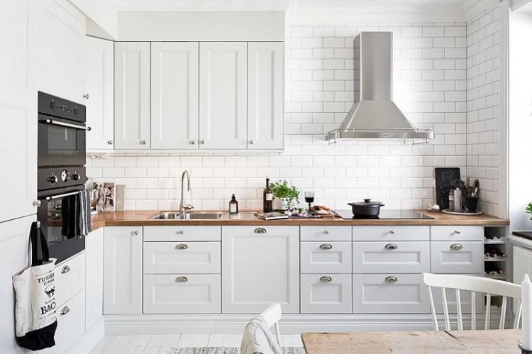 Cuisine blanche 3 par 4 - Design d'intérieur