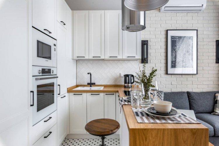 Comment choisir les meubles et les appareils électroménagers - Conception cuisine-salon 20 m².