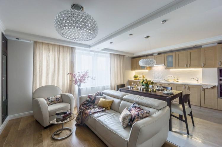 Conception de cuisine-salon - photos d'intérieurs réels