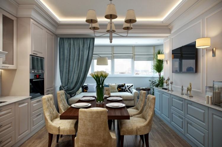 Eclairage et éclairage - Cuisine combinée avec un balcon