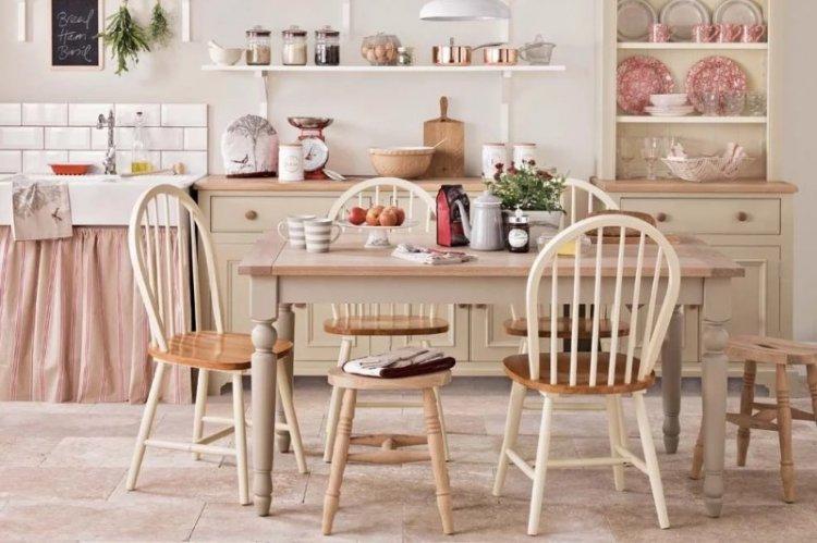 Cuisine rose de style campagnard - Design d'intérieur