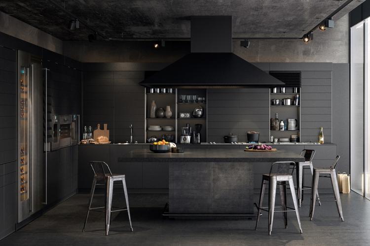 Cuisine style loft noir - Design d'intérieur