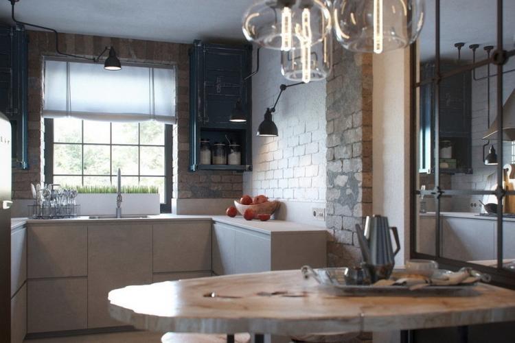Conception d'une petite cuisine dans le style loft