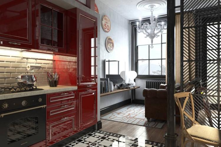 Conception de cuisine de style loft - photos de vrais intérieurs