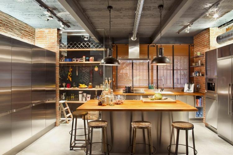 Conception de cuisine de style loft - photos de vrais intérieurs